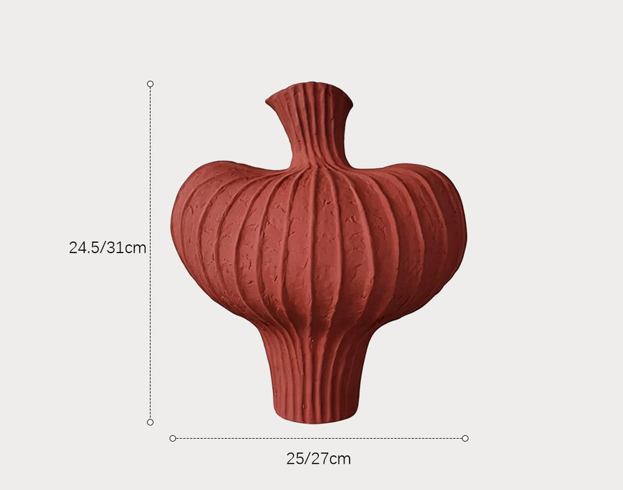 Shaped Ceramic Vase, Red styled for decorative vase for living room