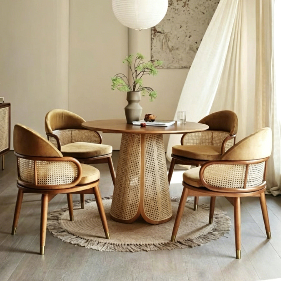 Skylar Rattan Dining Table front view as a dining table uk