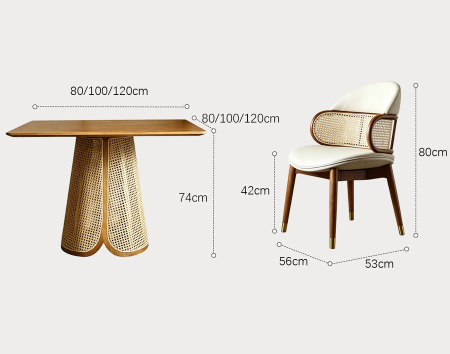 Skylar Rattan Dining Table front view as a wooden dining table