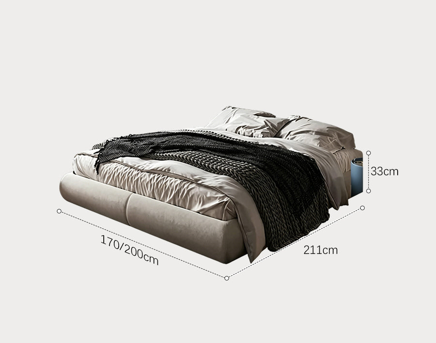 Soren King Size Bed, Super King Size, No Storage, Grey