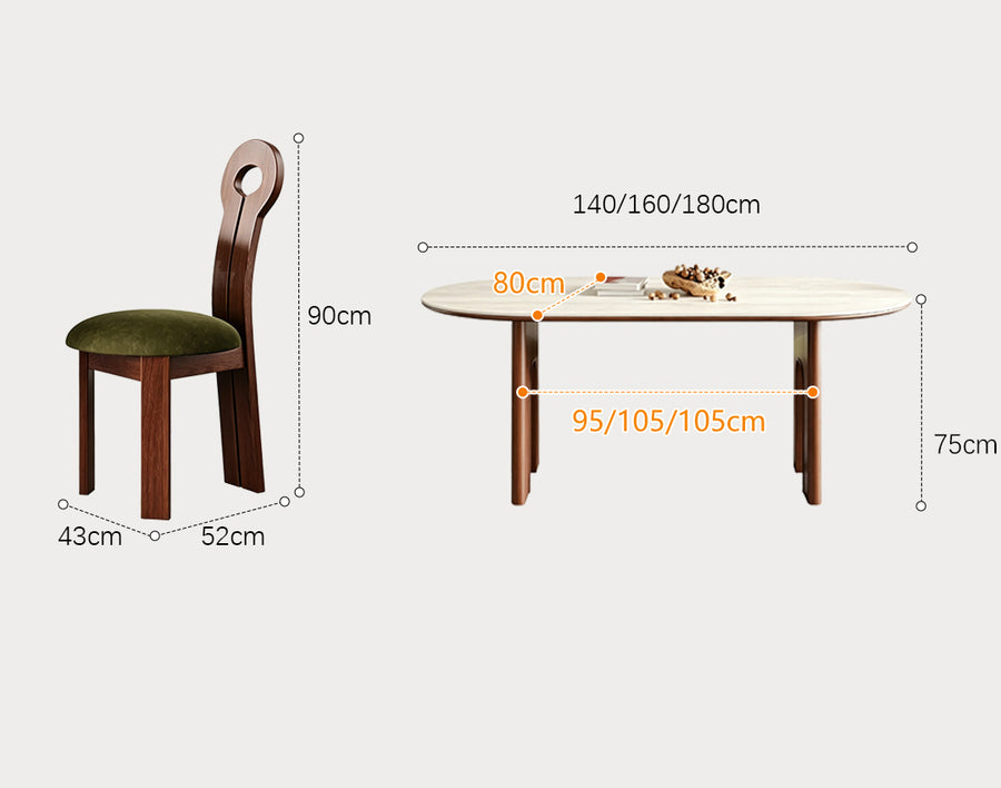 Stephanie Dining Table Set detail showing table finish and proportions