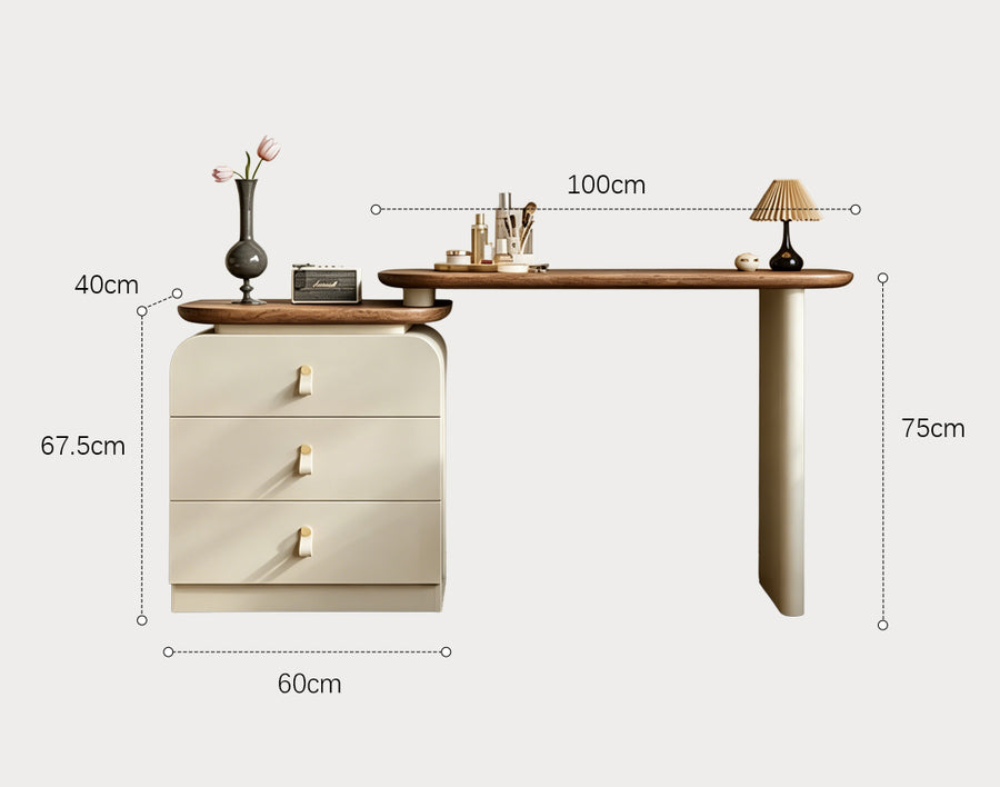Stewart Dressing Table With Chest Of Drawers & Round Mirror, Solid Wood product image 13