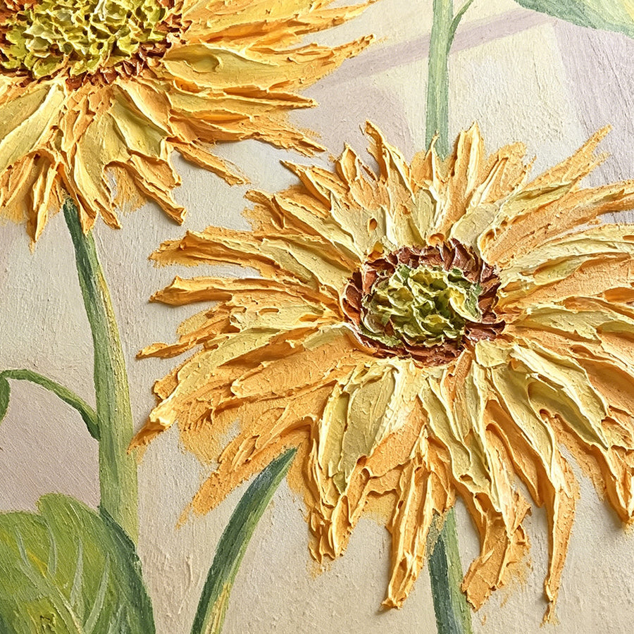 Sunflowers Leaves Framed Wall Art Print Multiple Size
