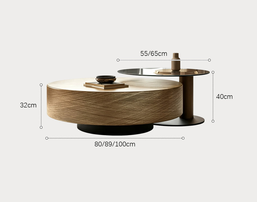 T94 Golden Nesting Coffee Table, Glass