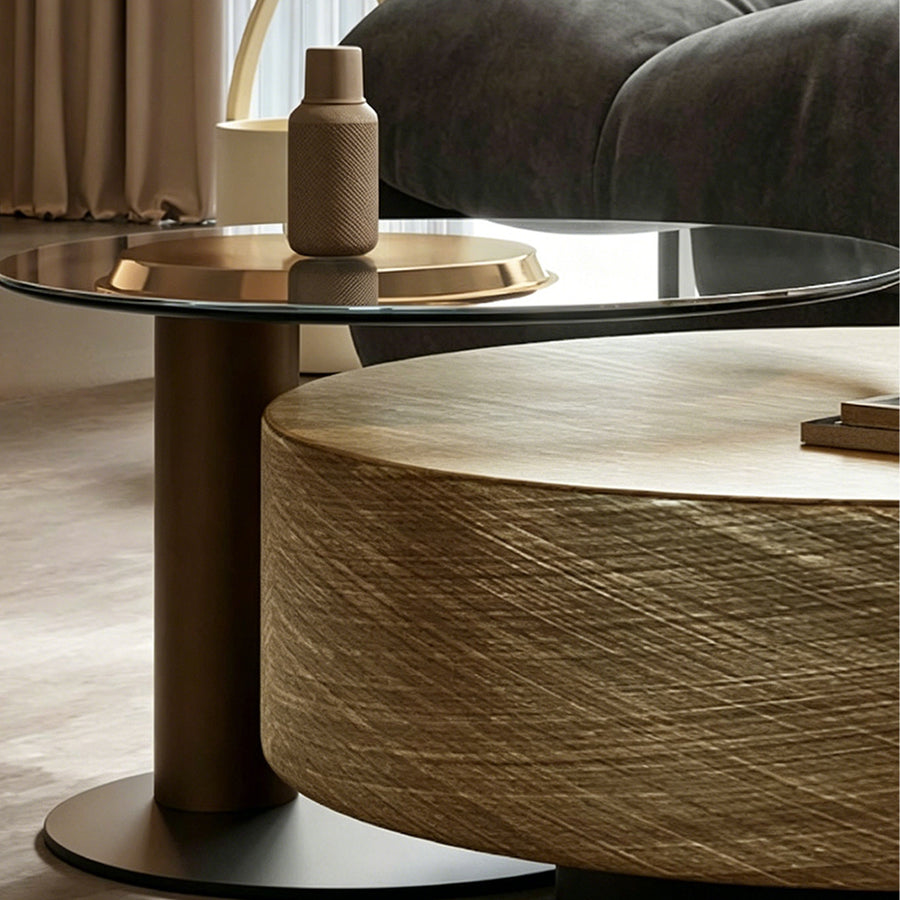 T94 Golden Nesting Coffee Table, Glass