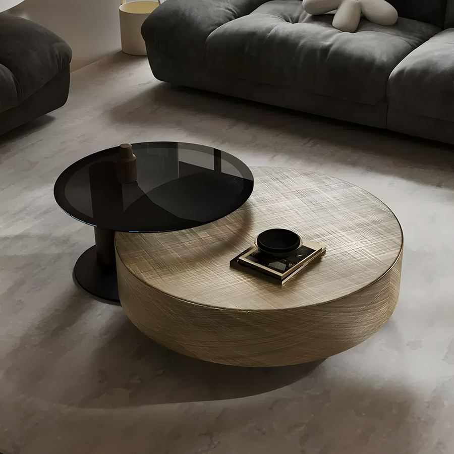 T94 Golden Nesting Coffee Table, Glass - glass nesting coffee table UK