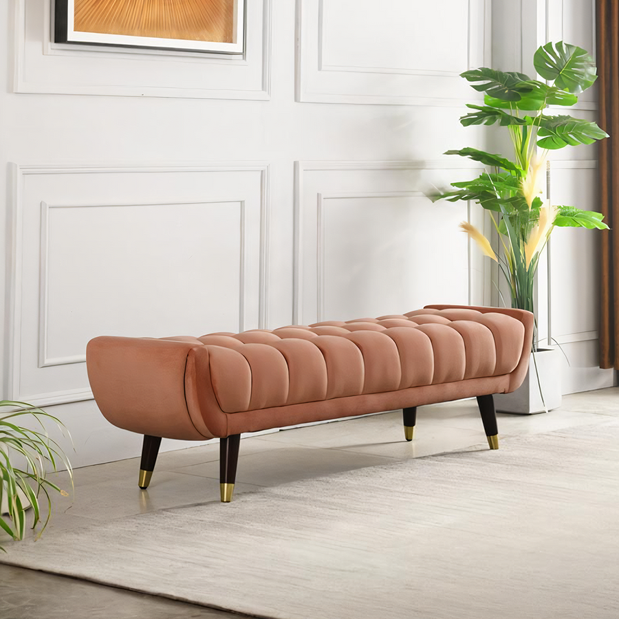 TB15 Orange Bench, Velvet - tb15 orange velvet bench UK