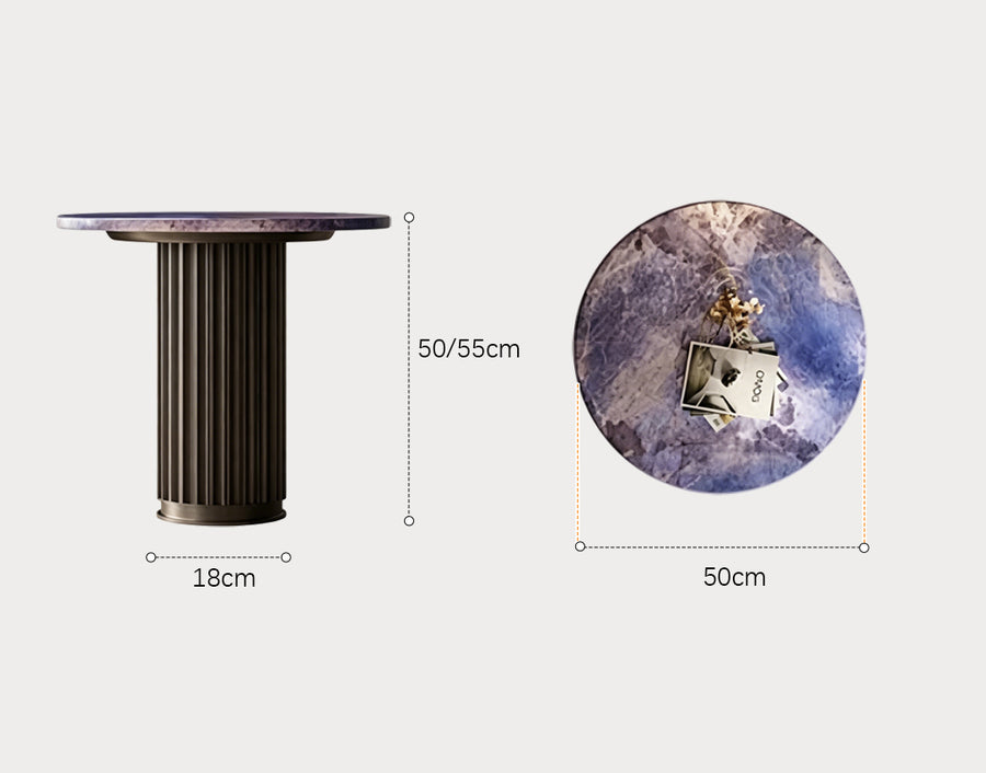 Tabitha Side Table, Purple & Marble & Aluminum Alloy