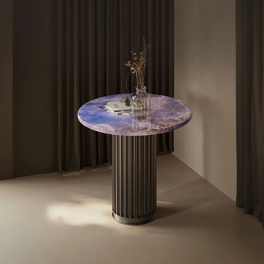 Tabitha Side Table, Purple & Marble & Aluminum Alloy - tabitha marble side table UK