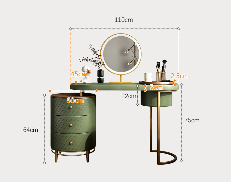 Tandy Dressing Table, Green/ White/ Black And Gold product image 14