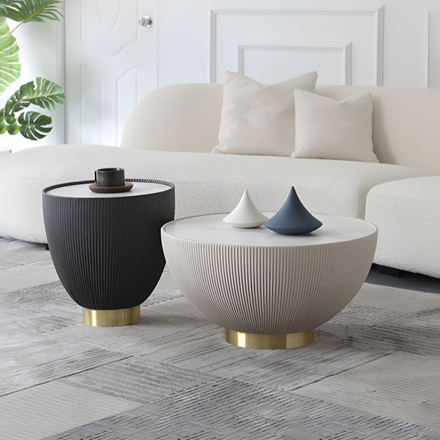 Theo Coffee Table Set, White & Black - white coffee table UK