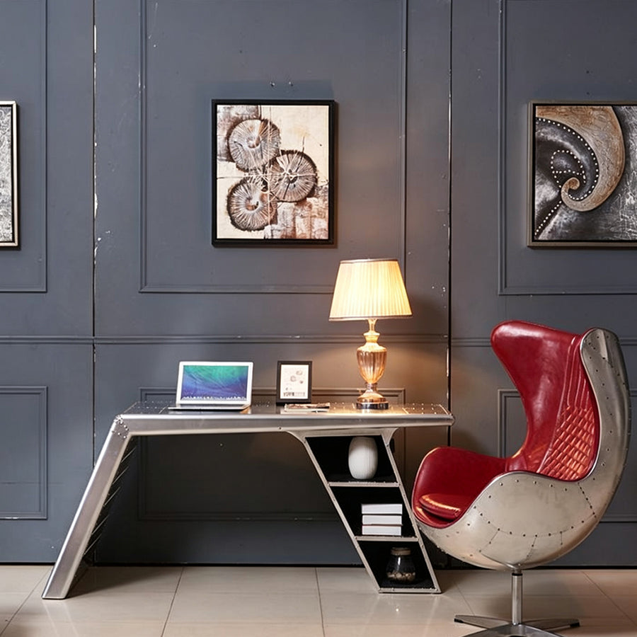 Timothy Aviator Office Desk, Aluminium