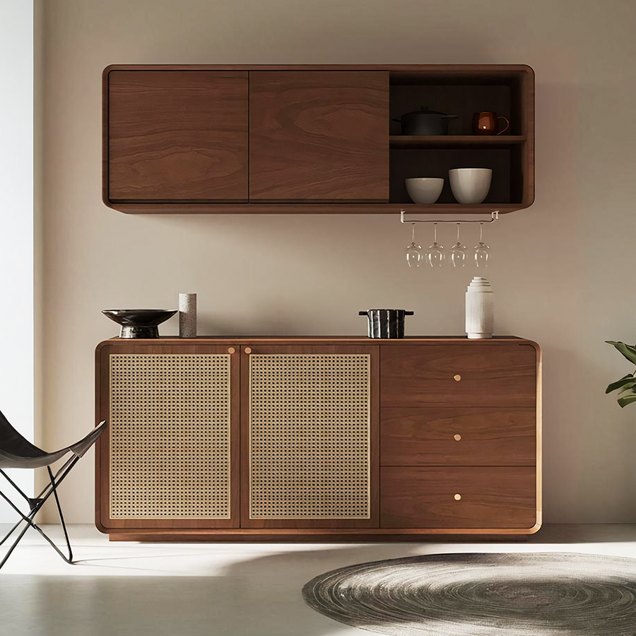 Topaz Cabinet, Wood & Rattan, Three Different Styles - storage cabinet UK