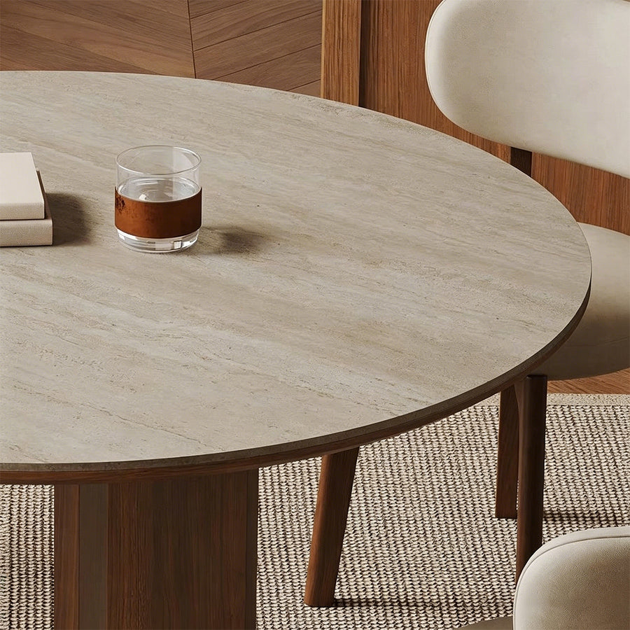 Toure Round Dining Table front view as a wooden dining table