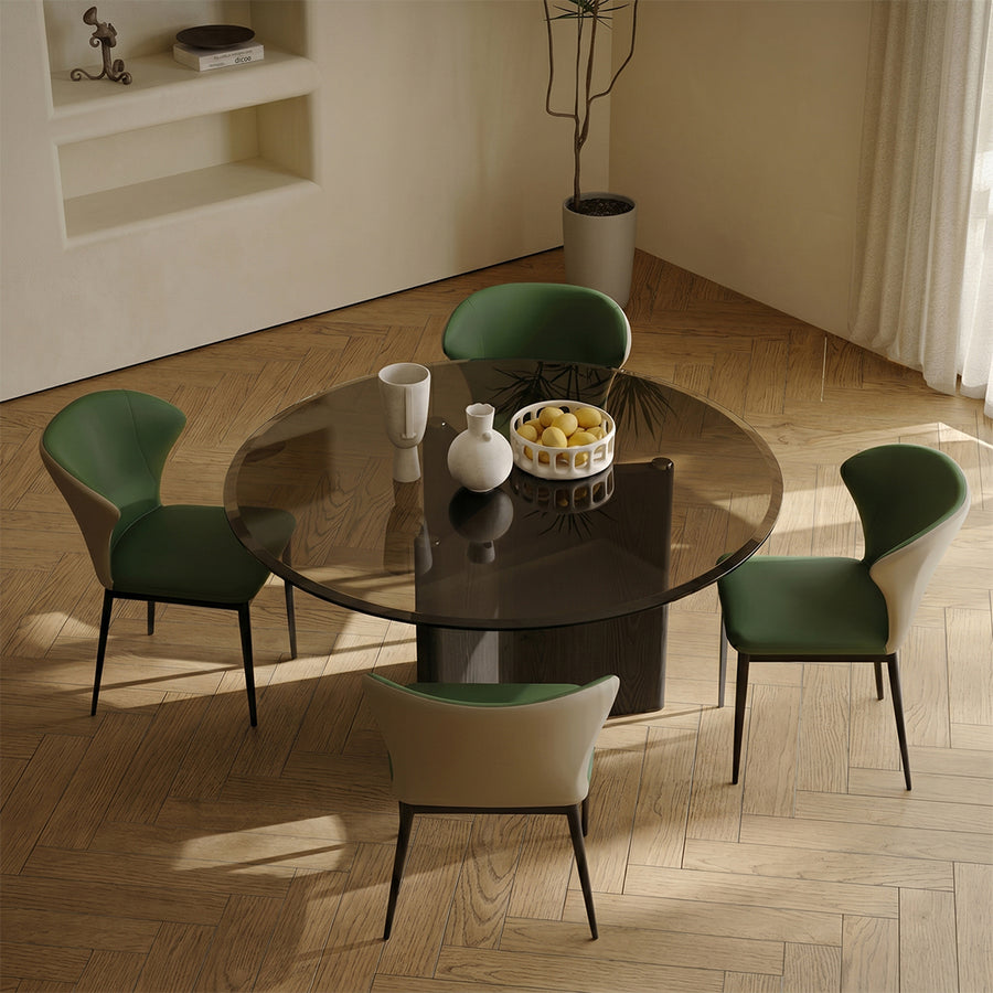 Tricia Dining Table lifestyle view with small round glass dining table