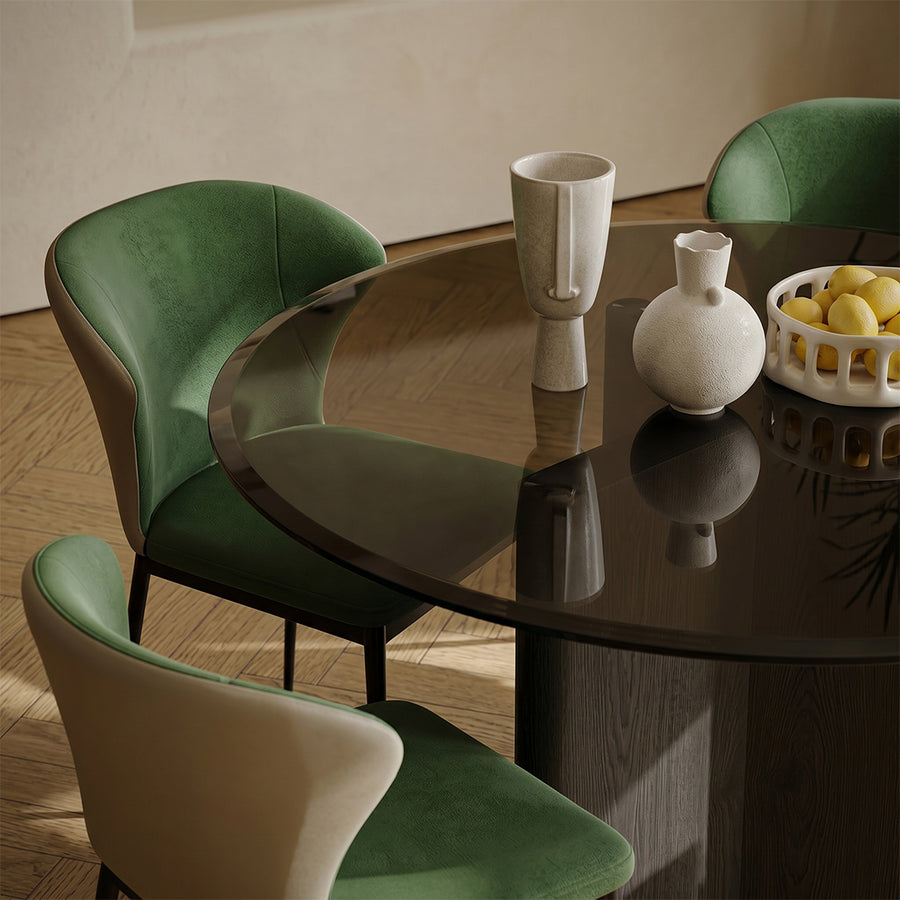 Tricia Dining Table detail showing table finish and proportions