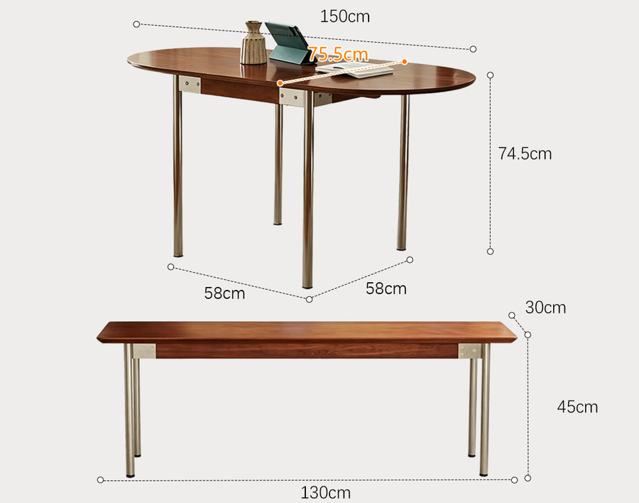 Tsvetkov Foldable Dining Table, Oval for modern UK dining room