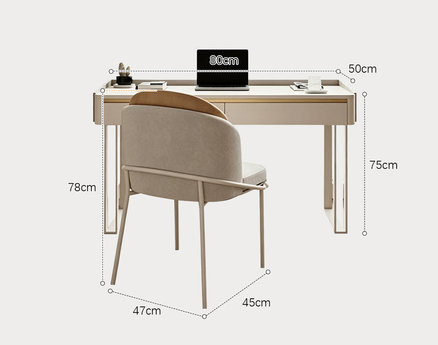 Tusa Office Desk, White, Sintered Stone