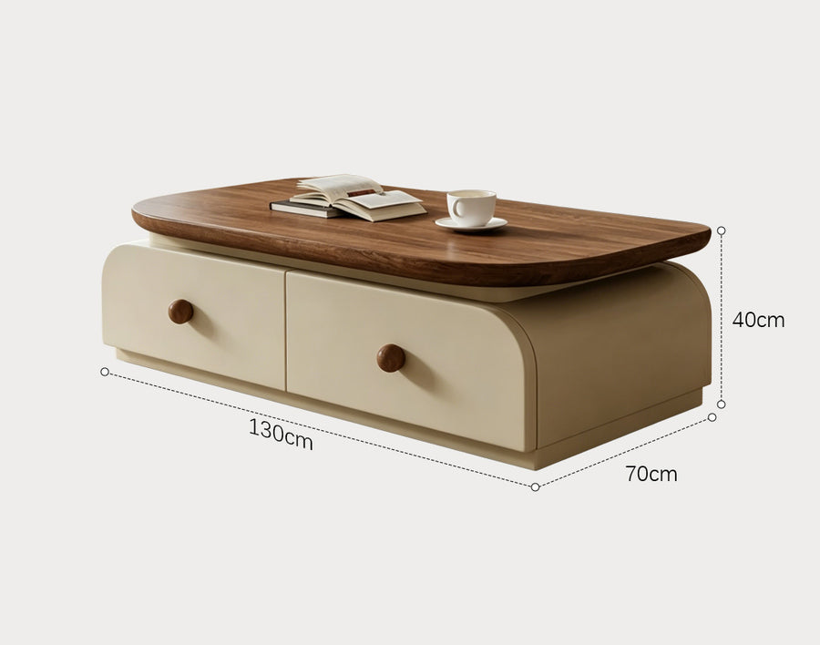 Uddin Rectangle Coffee Table With Storage - for living room