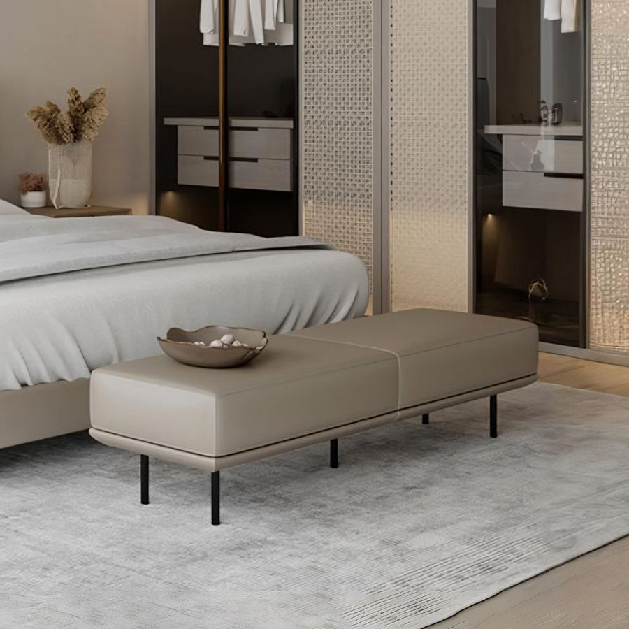Undine Bench, PU Leather - undine leather bench UK