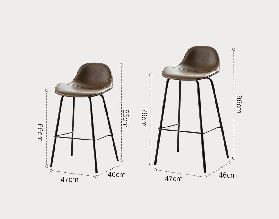 Upton Nordic Bar Stool, Leather