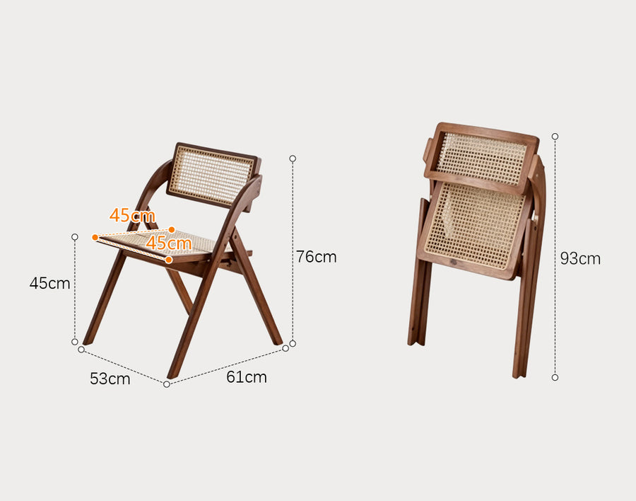 Vera Foldable Rattan Dining Chair, Rubber Wood