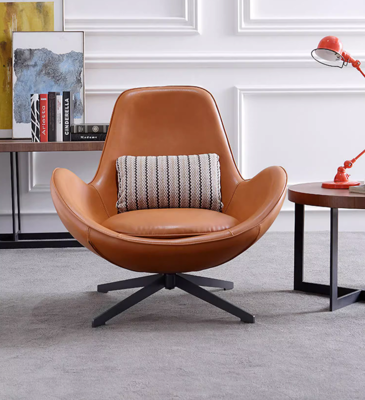 Classical Snail Armchair, Brown Leather - for living room