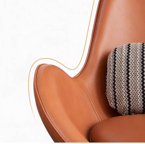Classical Snail Armchair, Brown Leather - accent chair