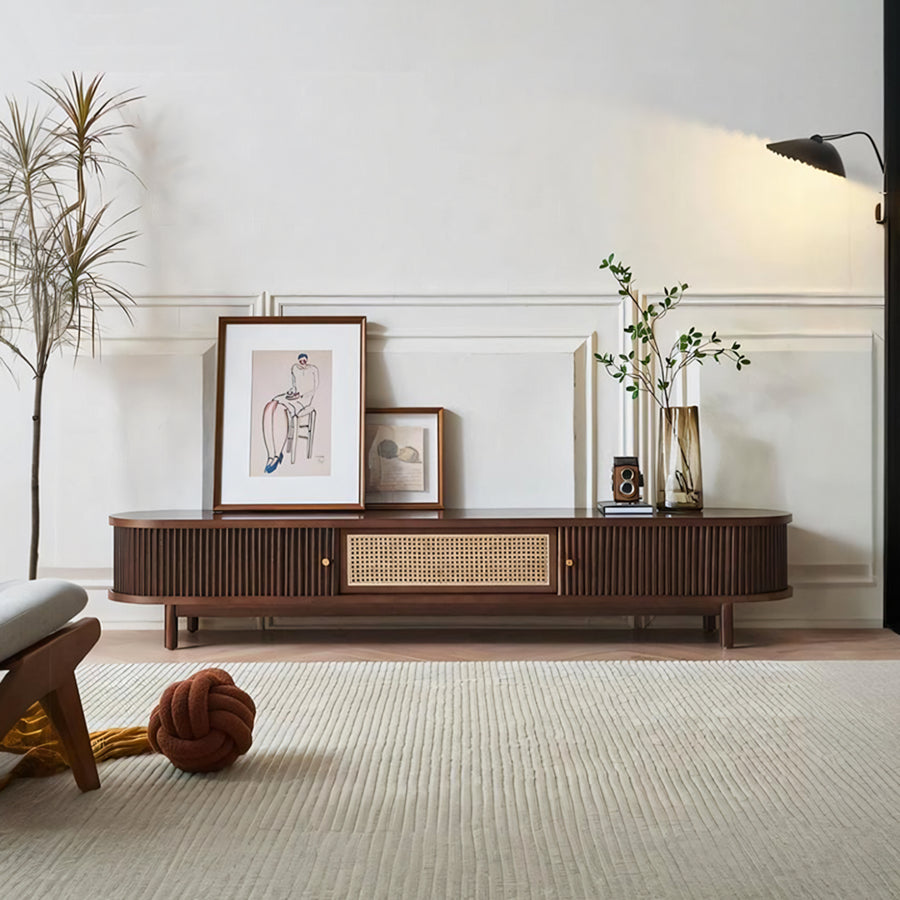 Wallace Rattan TV Stand for modern UK living room