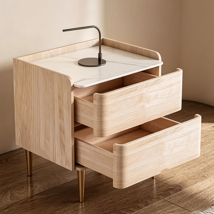 Yano Bedside Table, Solid Wood, Brown