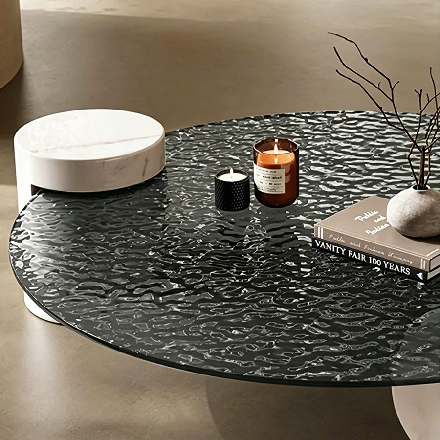 Yetta Art Deco Coffee Table, Black Glass
