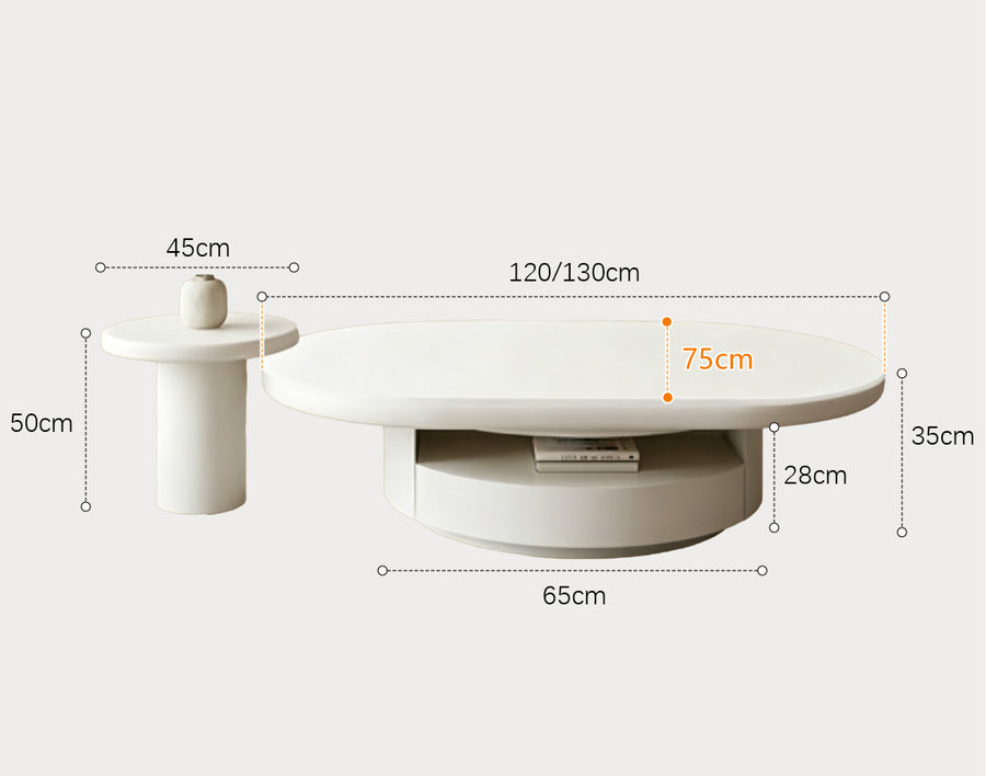 Yoho Coffee Table Set, Cream - for living room