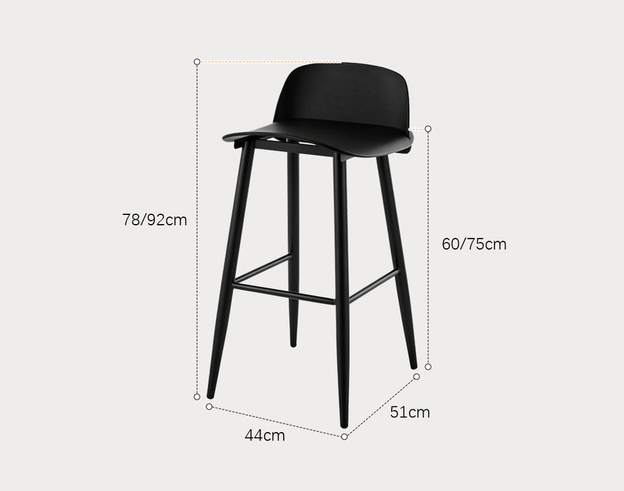 Yves Nordic Bar Stool, Woonden Leg