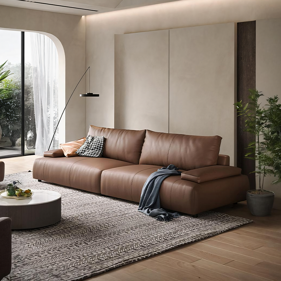 Zane Two Seater Sofa, Three Seater Sofa, Real Leather upholstery and cushion detail