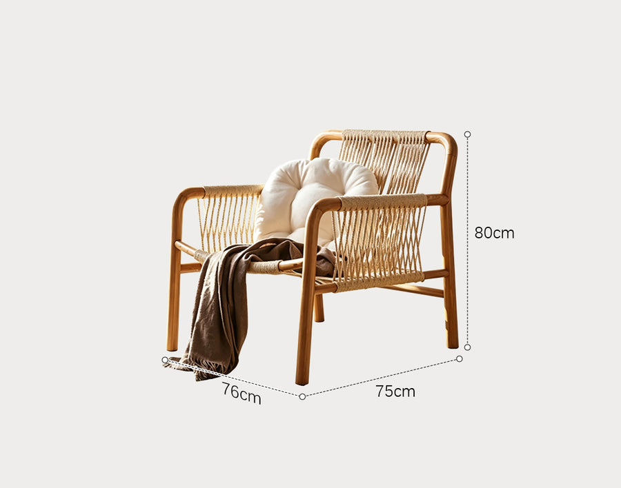Zubkov Lounge Chair, Rattan & Solid Wood, Oak