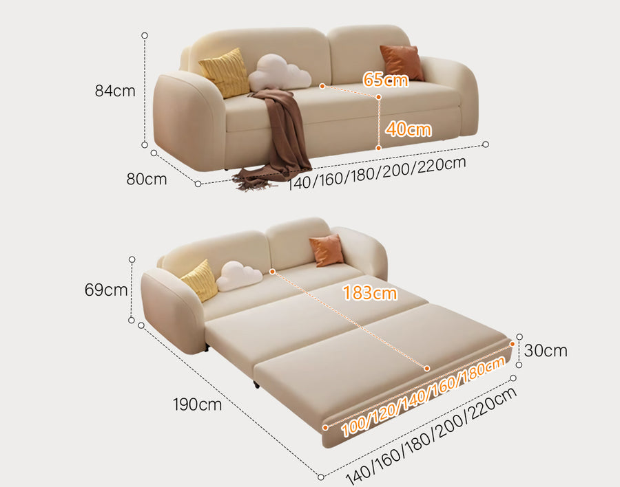Soft Cloud compact sofa bed detail