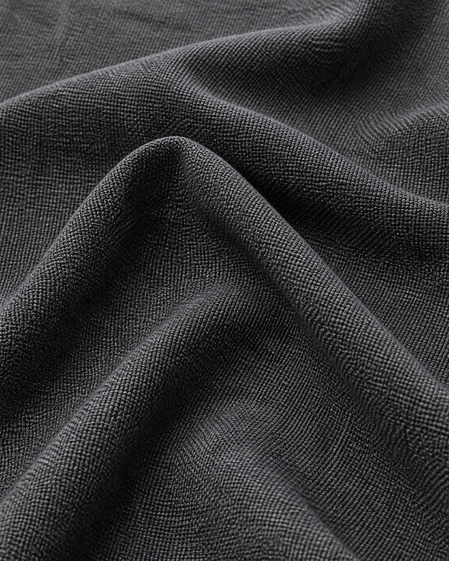 Abner charcoal linen upholstery fabric close up