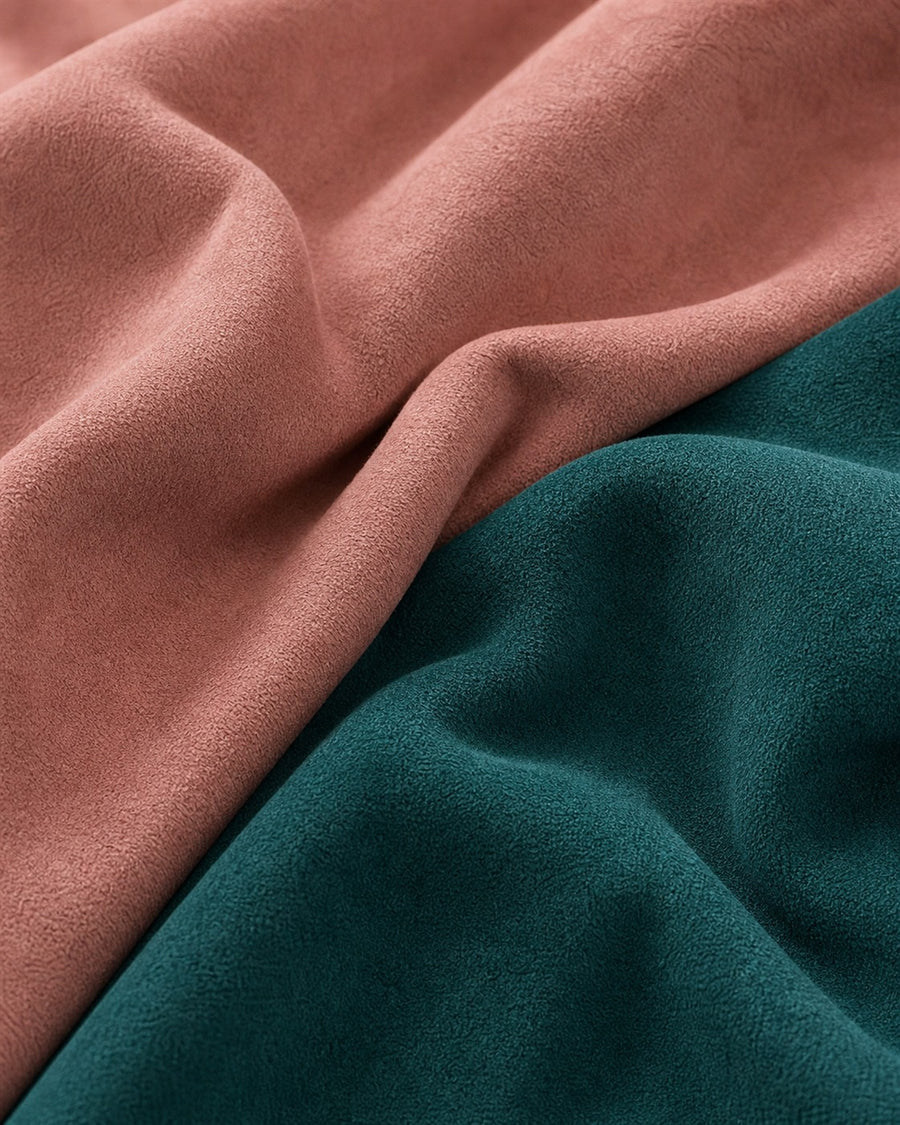 Adnan blue and pink suede fabric close-up