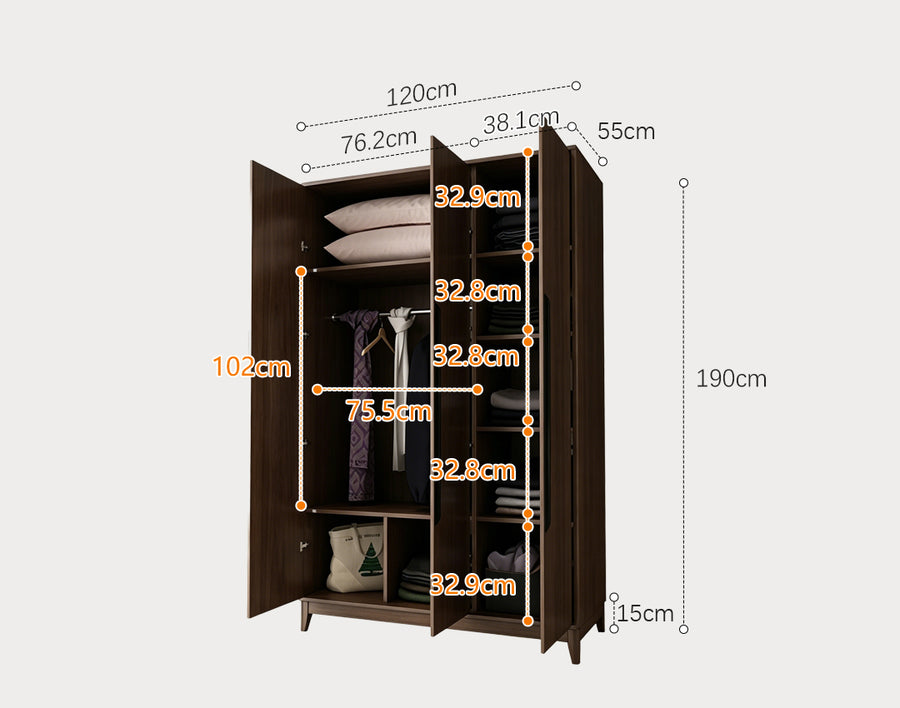 Saheema KA9325 Wardrobe, Rosewood styled for bedroom storage wardrobe