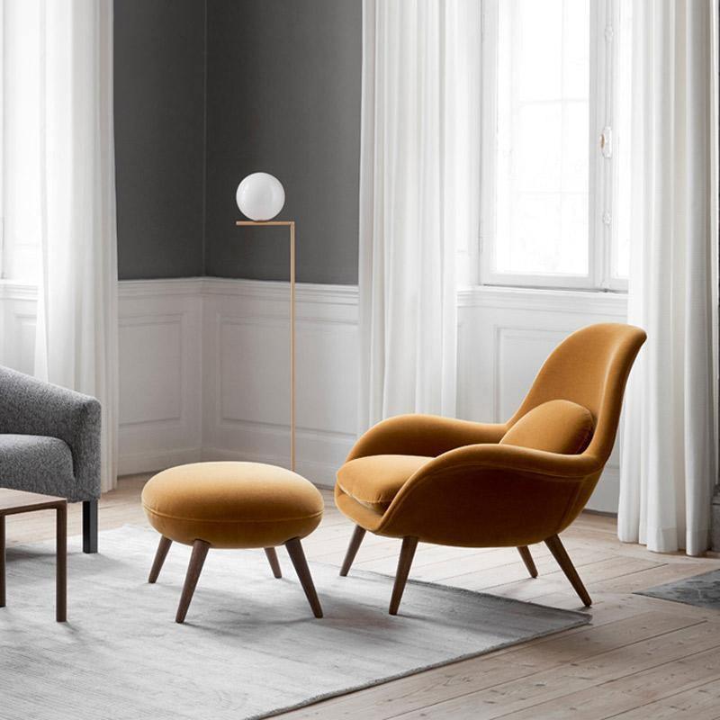 Kemble Armchair And Footstool, Velvet styled for accent chair