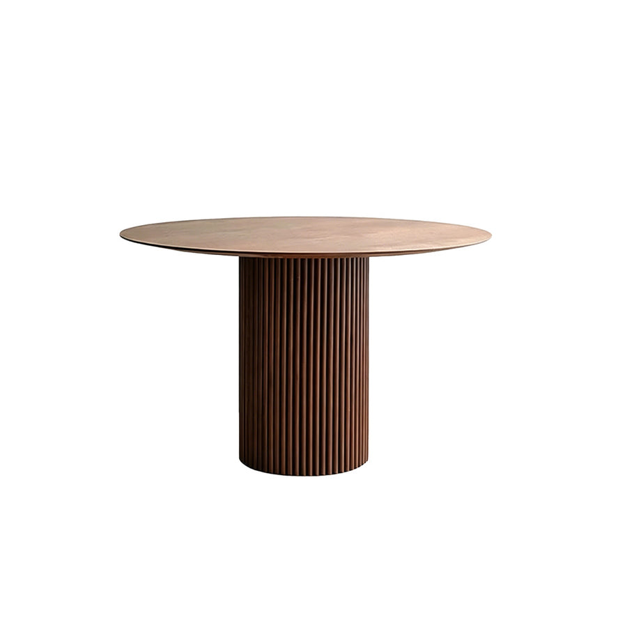 Ivar Round Dining Table detail showing table finish and proportions