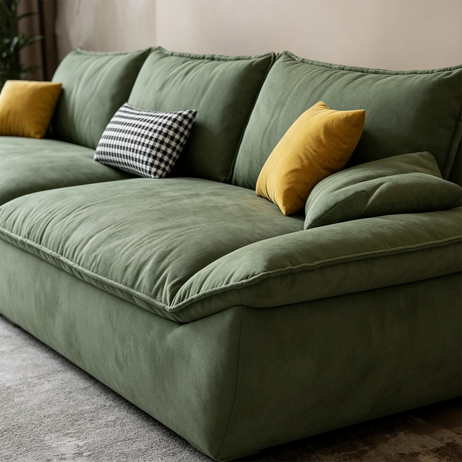 Sawyer Single Seater, Two Seater, Three Seater, Four Seater, Five Seater Sofa, Green side view and sofa proportion