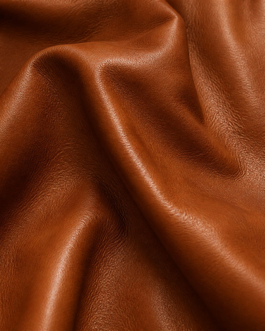 Brown real leather material close-up