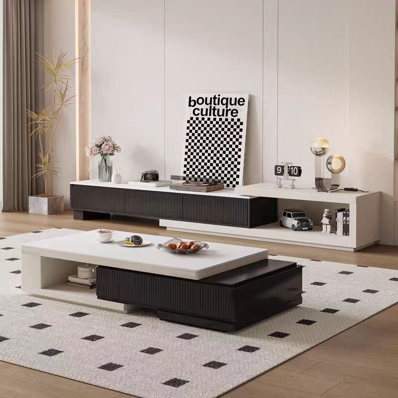 Bonnie Coffee Table, Black & White, Extendable