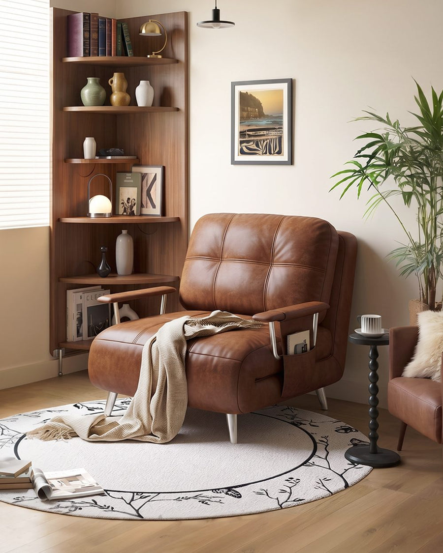 O'Reilly Single Seater Sofa Bed, Brown Leather 产品图 8