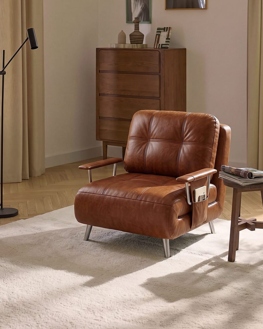 O'Reilly Single Seater Sofa Bed, Brown Leather 产品图 15