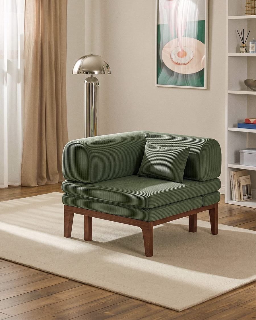 Al-Farsi Corner Sofa Bed, Single Sofa Chair, Corduroy 产品图 17
