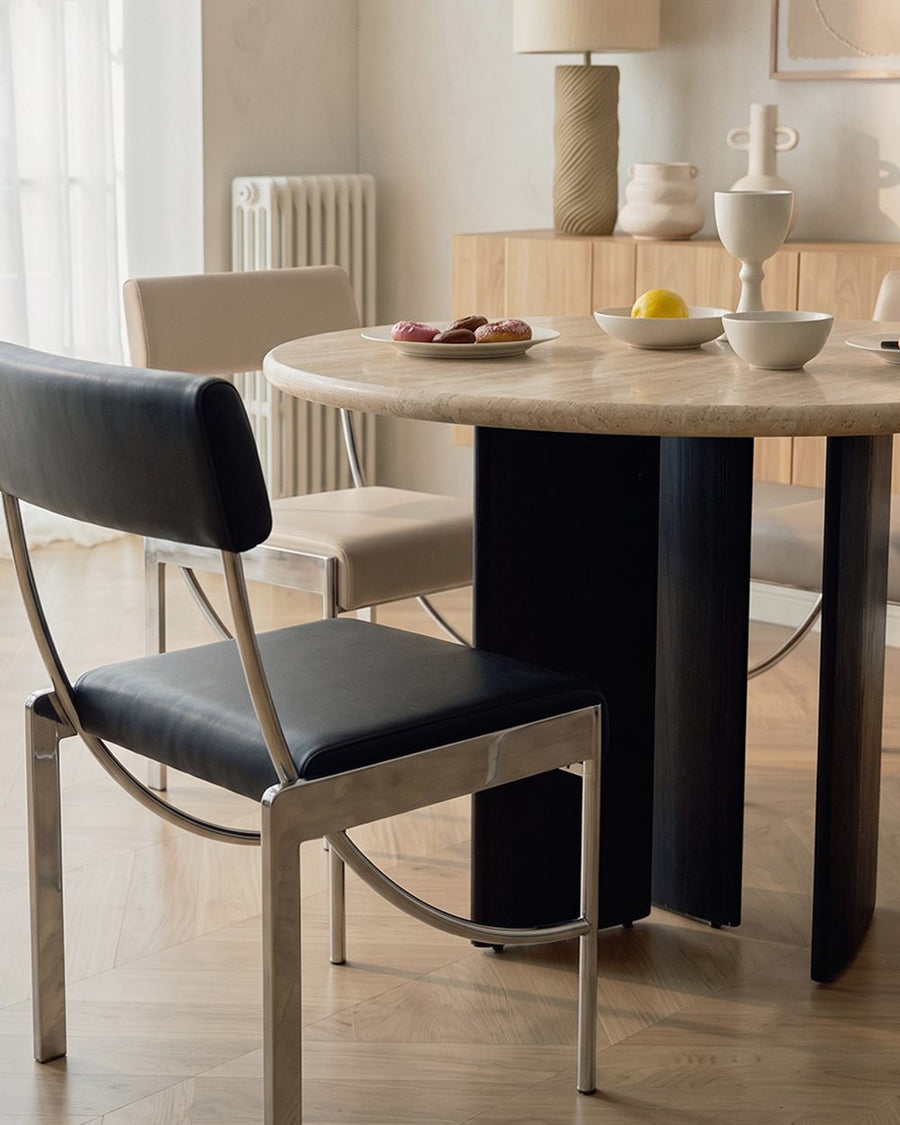 Boulanger Round Dining Table, Solid Wood & Travertine 产品图 14