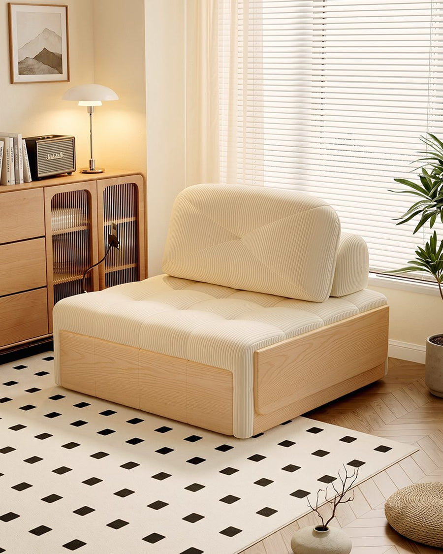 Makhmud Single Seater Sofa Bed With Foldable Side Table & Phone Holder, Corduroy 产品图 15
