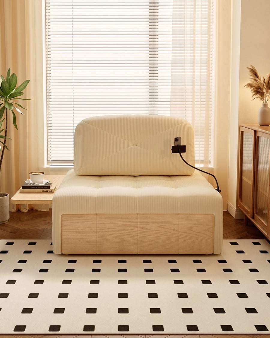 Makhmud Single Seater Sofa Bed With Foldable Side Table & Phone Holder, Corduroy 产品图 16